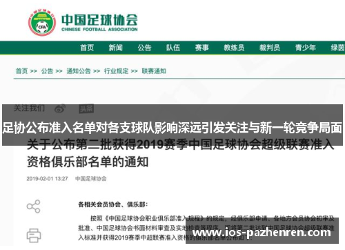足协公布准入名单对各支球队影响深远引发关注与新一轮竞争局面 足协公布准入名单对各支球队影响深远引发关注与新一轮竞争局面